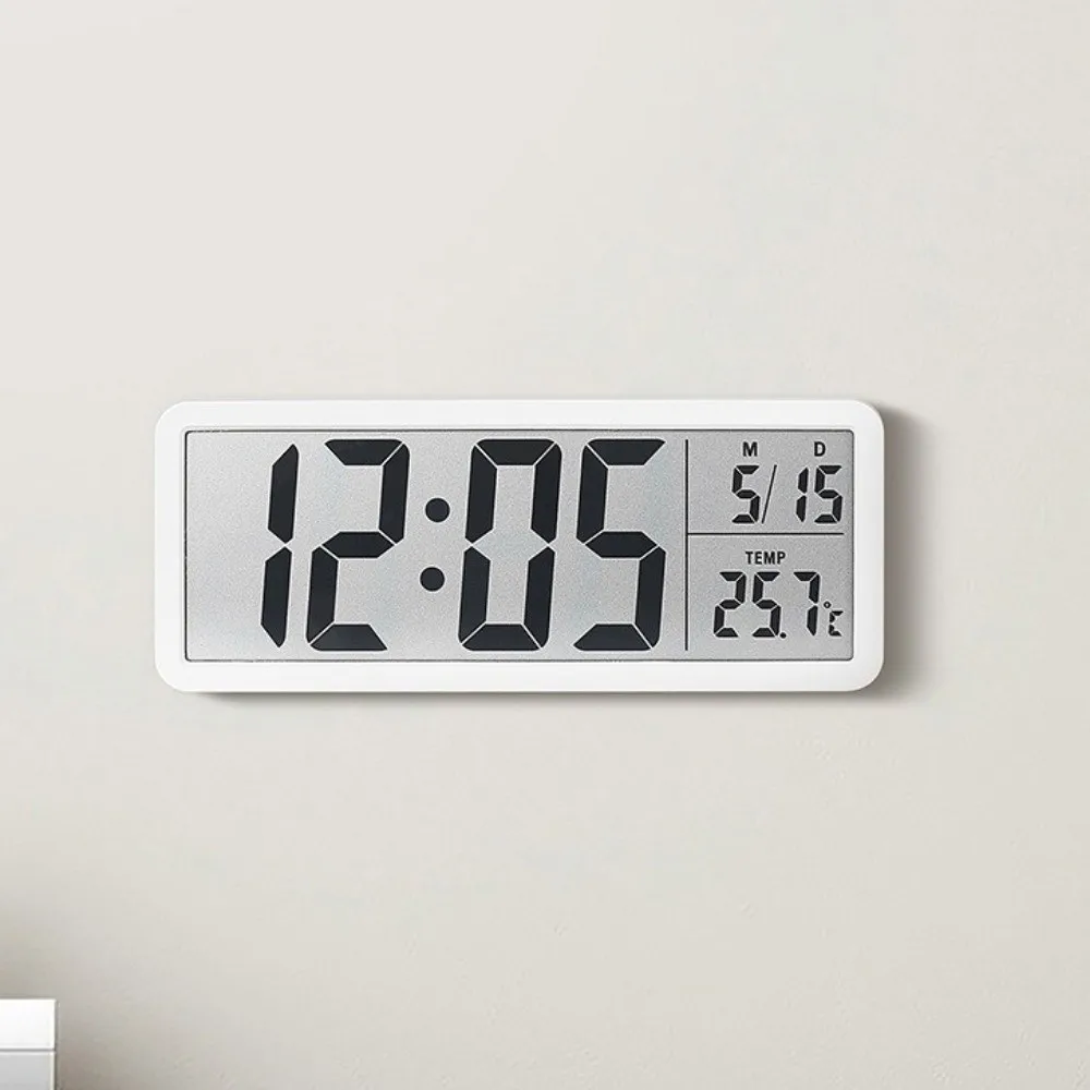 Large Screen LCD Digital Wall Clock Humidity Temperature Electronic Clock 12/24H Format Date Week Display Desktop Clock Bedroom