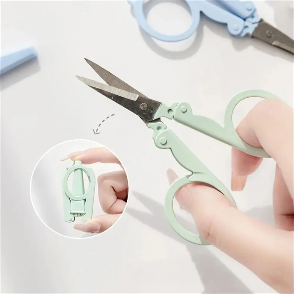 Travel Morandi Color Folding Scissors Stainless Steel Paper Work Stationary Scissors School Art Tool Paper Cutter Stationery