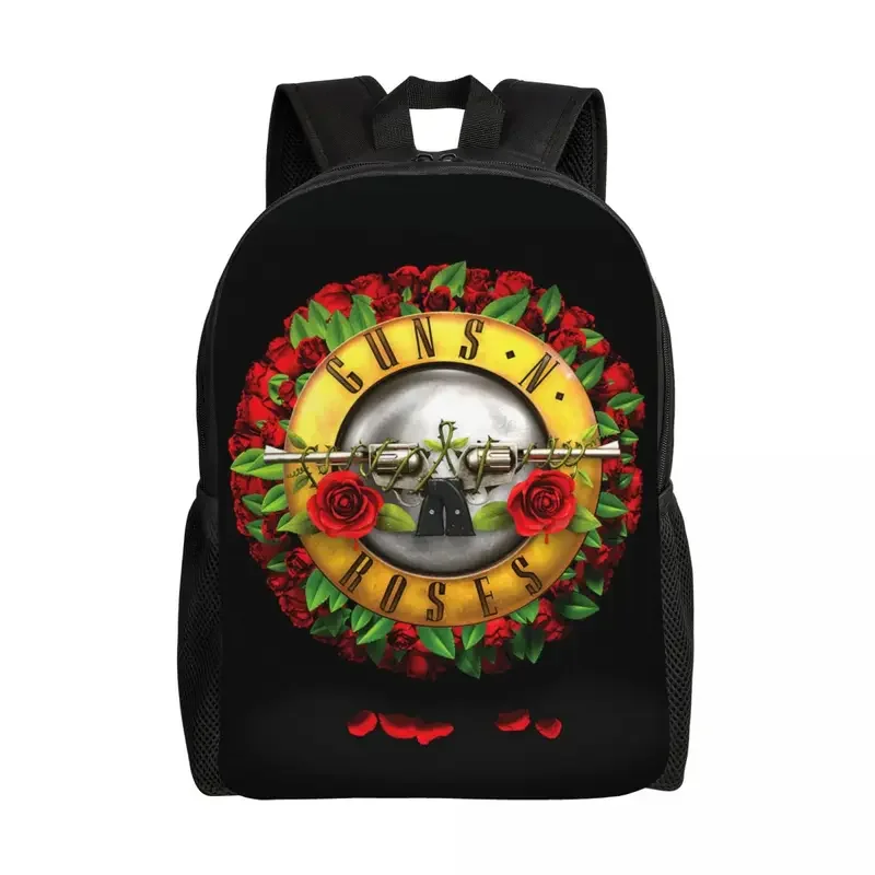 Custom Guns N Roses Bullet Logo Backpack for Women Men School College Students Bookbag Fits 15 Inch Laptop Heavy Metal Bags