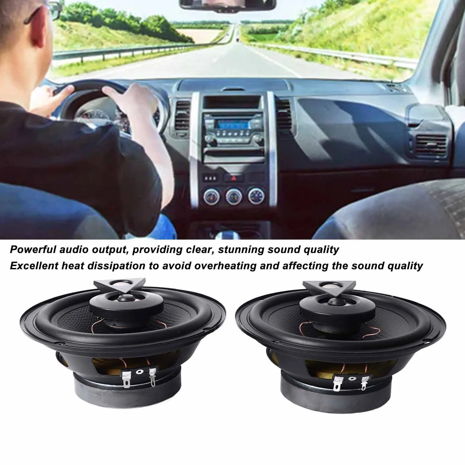 

6,5-дюймовый коаксиальный динамик, стабильный сигнал, чистое качество звука, отличное рассеивание тепла для автомобилей, аудиокоаксиальный динамик