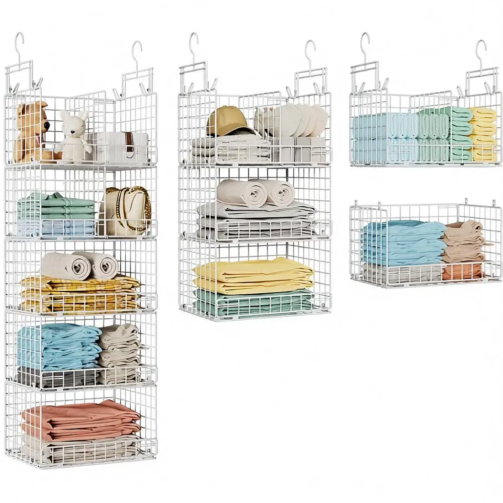 

5-уровневый подвесной органайзер для шкафа, регулируемые разделители, прочные полки для хранения, для одежды, кухни, прачечной, очень большой размер B