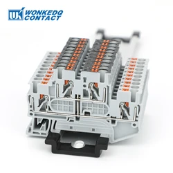 10Pcs PTTB 2.5-PV Double Level Terminal Block Equipotential Bonder Din Rail Push-in Electrical Cabinet Connector PTTB2.5