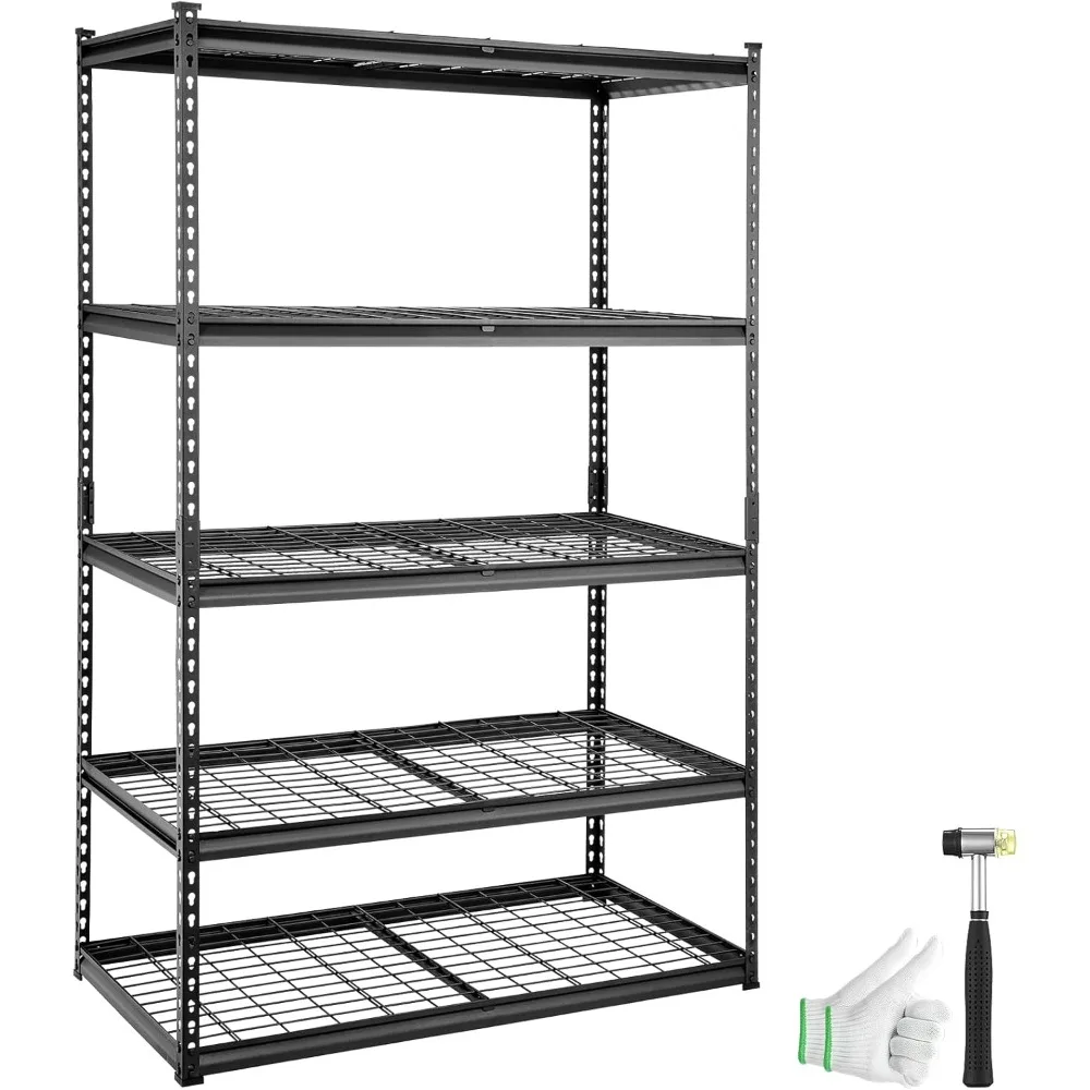 

VEVOR Storage Shelving Unit, 5-Tier Adjustable, 2000 Lbs Capacity, Heavy Duty Garage Shelves Metal Organizer Wire Rack, Black