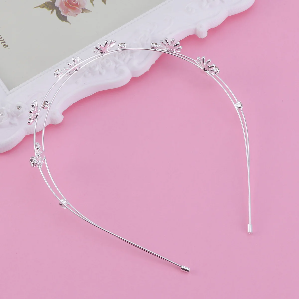 

Women Rhinestone Headband Double Layer Silver Wedding Bridal Hair Band Sparkling Hair Accessories Water Drill Headband