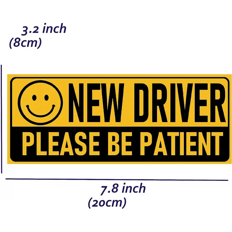 3PCS New Driver Sticker,Please Be Patient Decal with Smile,Safety Sign for Car Vehicle Bumper