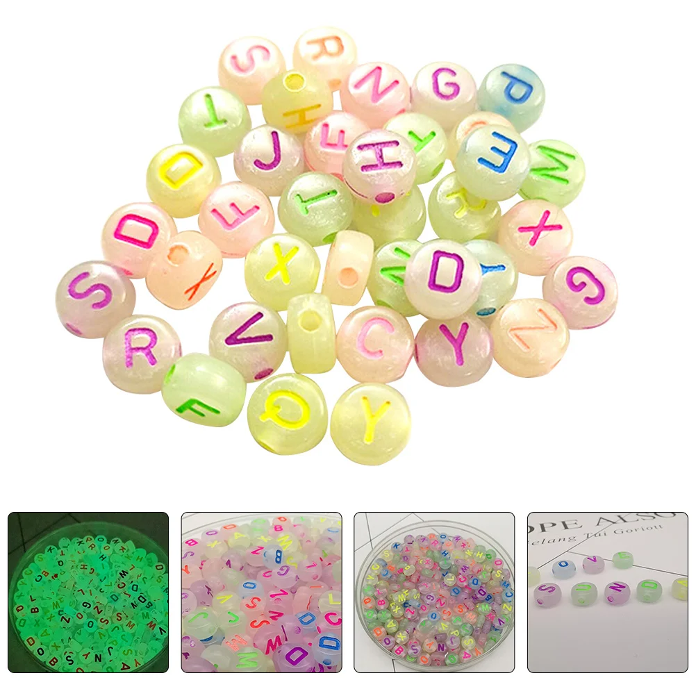 

720Pcs Glow in The Dark English Alphabet Beads Creative Letters Pattern Loose Beads Jewelry Making DIY Bracelet Necklace