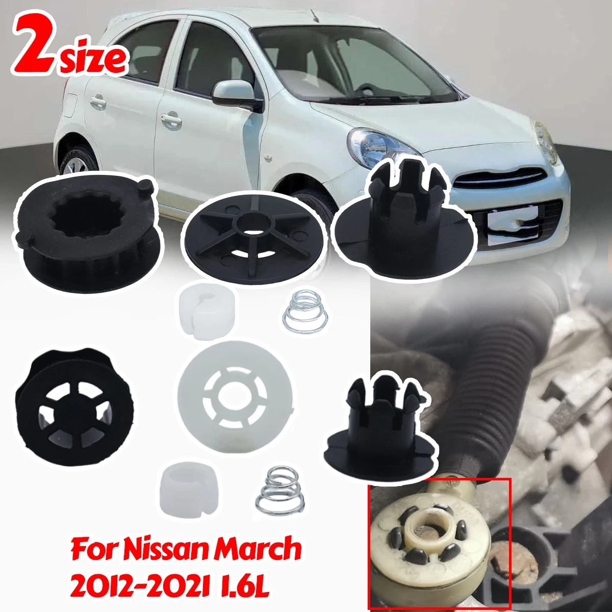 

For Nissan March 2012-2021 1.6L Gear Shift Lever Cable Bushing Linkage Sleeve Connector Adapter Selector Grommet Wear-resistant