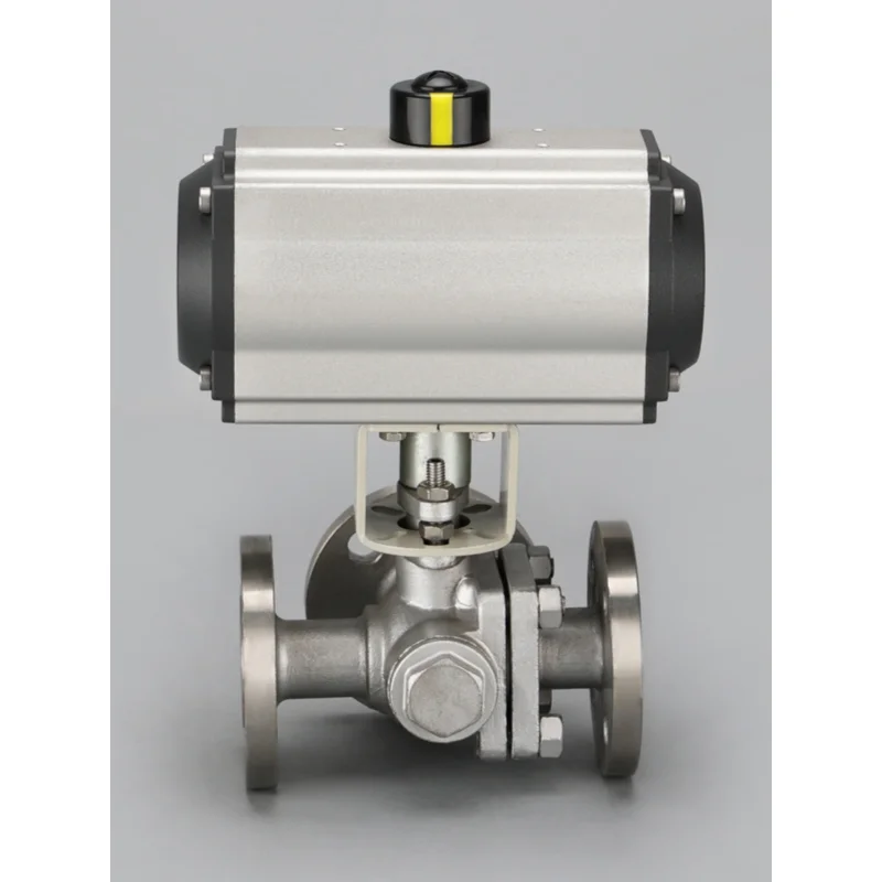 Cross over Valve Pneumatic Ball Valve Stainless Steel 304 Pneumatic Tee Ball Valve Explosion-Proof Flanged Ball Valve Actuator