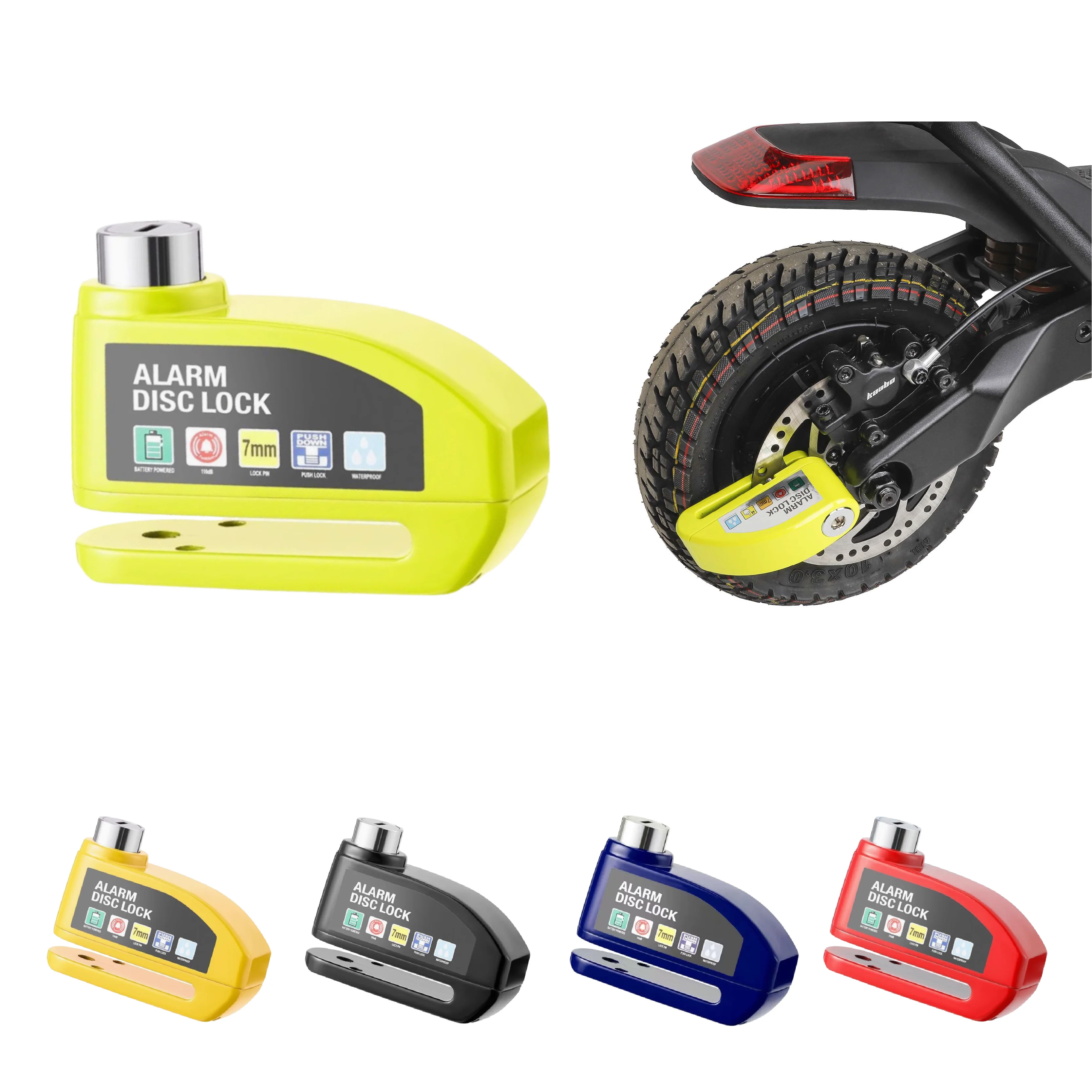 Electric Scooter Motorcycle Disc Alarm Lock Waterproof Metal Anti Theft Brake Disc Lock for Bike Bicycle Scooter Motorcycle