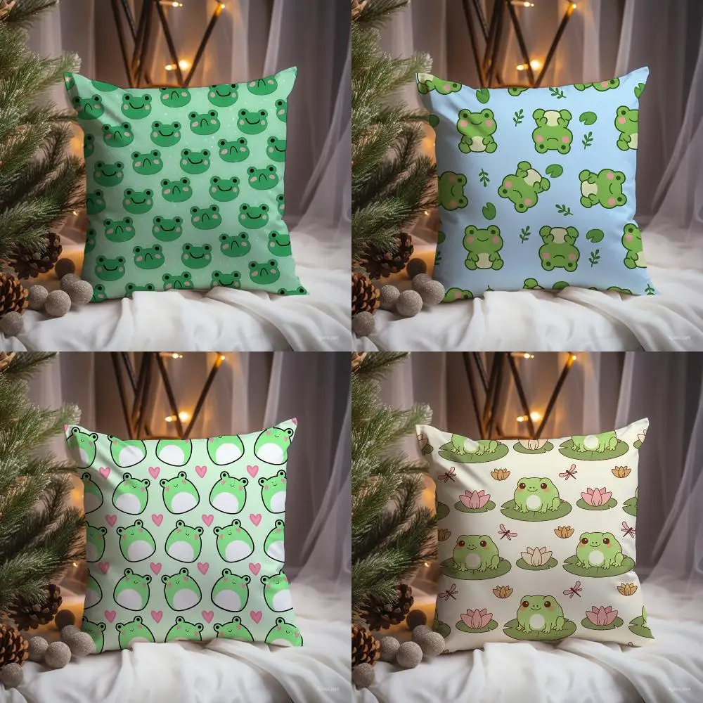 Little Frog Cushion Cover Premium Comfort Reversible Pillow Cove -Two in One Design for Any Room & Car Interior