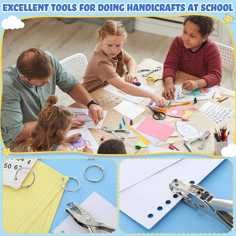 SR-学校用品 パンチ 100個入り シングルホールパンチ、1/4インチ ワンホールパンチャー バインダーリング 教室、工作用