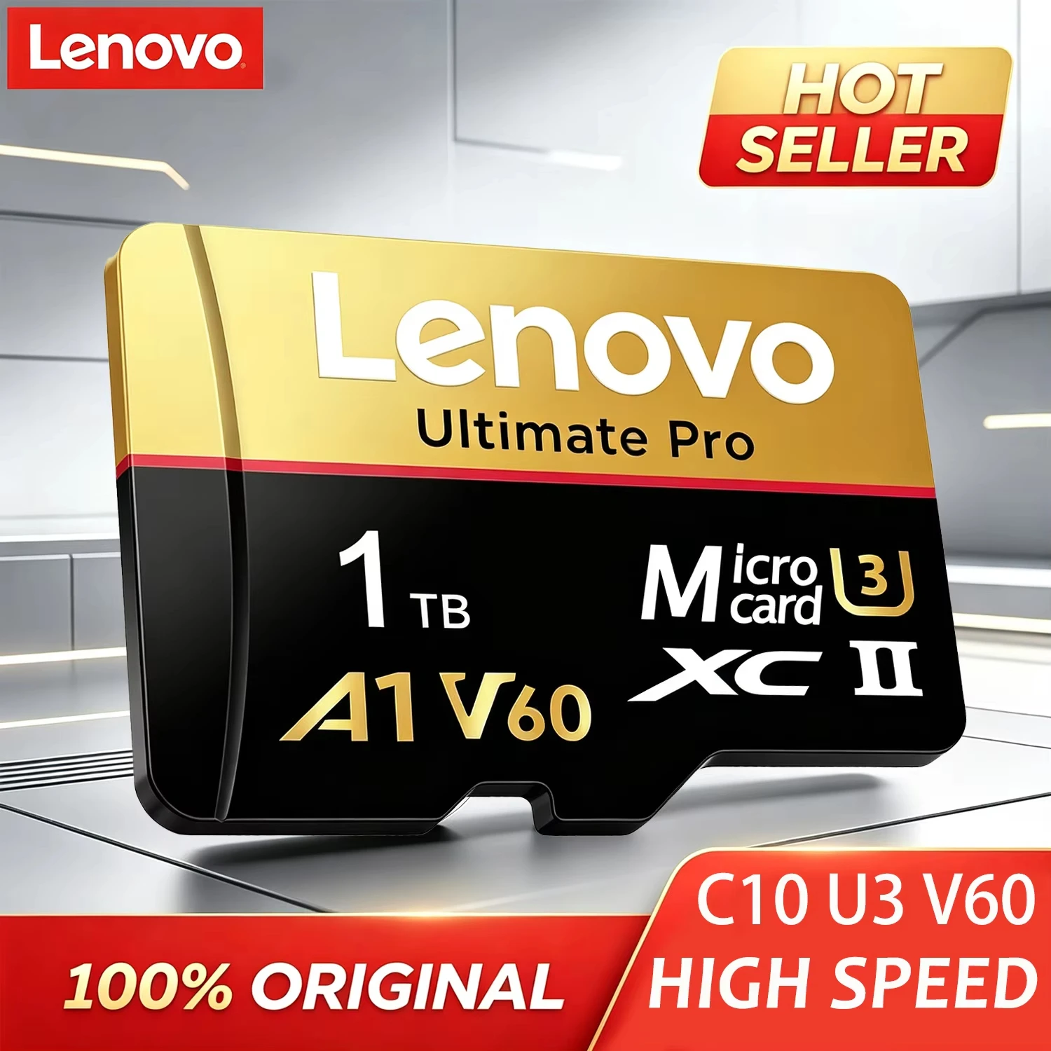 Image of Lenovo Original 128GB Micro SD-Karte UHS-I A1 V60 Speicherkarte für Smartphone, Kamera, Drohne, 4K-Videoaufnahmen