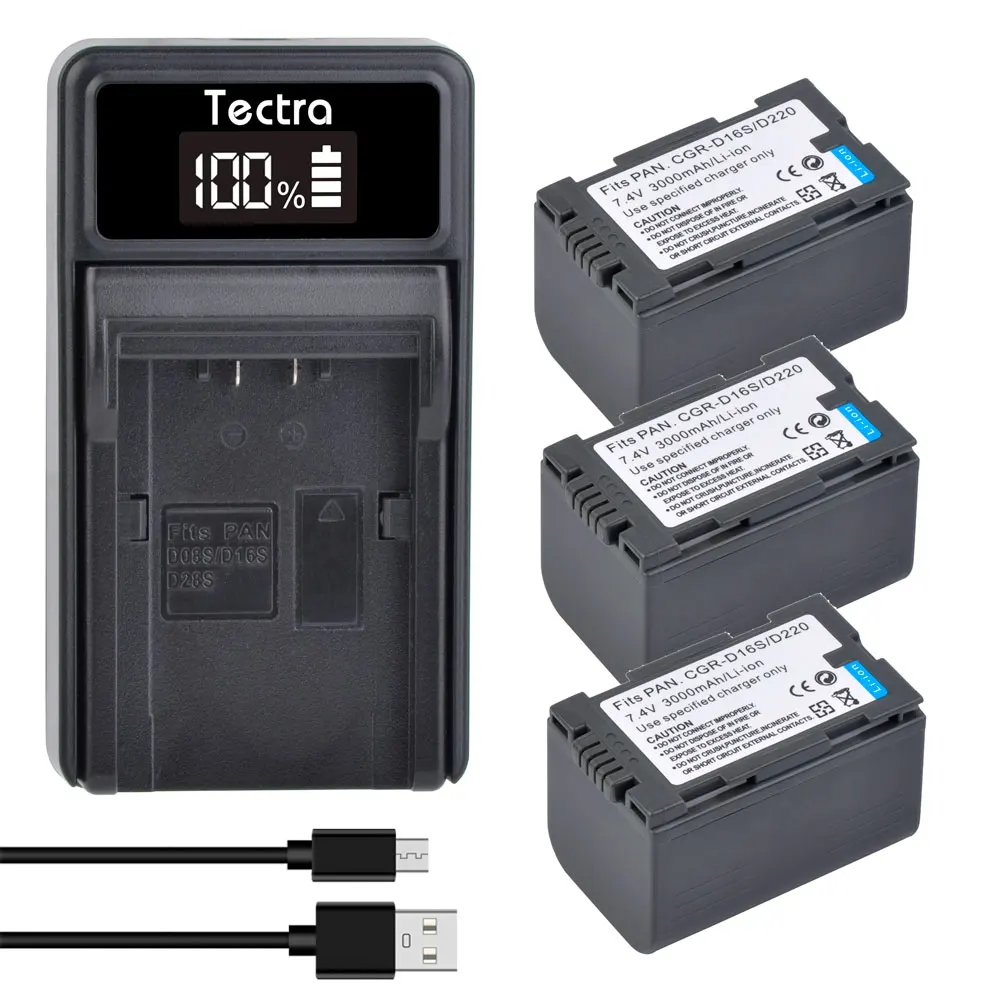 3000Mah CGR-D16S CGR-D220 Battery & Charger Voor Panasonic CGP-D320T1B CGR-D08A NV-MX300 MX350 MX500 GS11 GS15 Camcorder