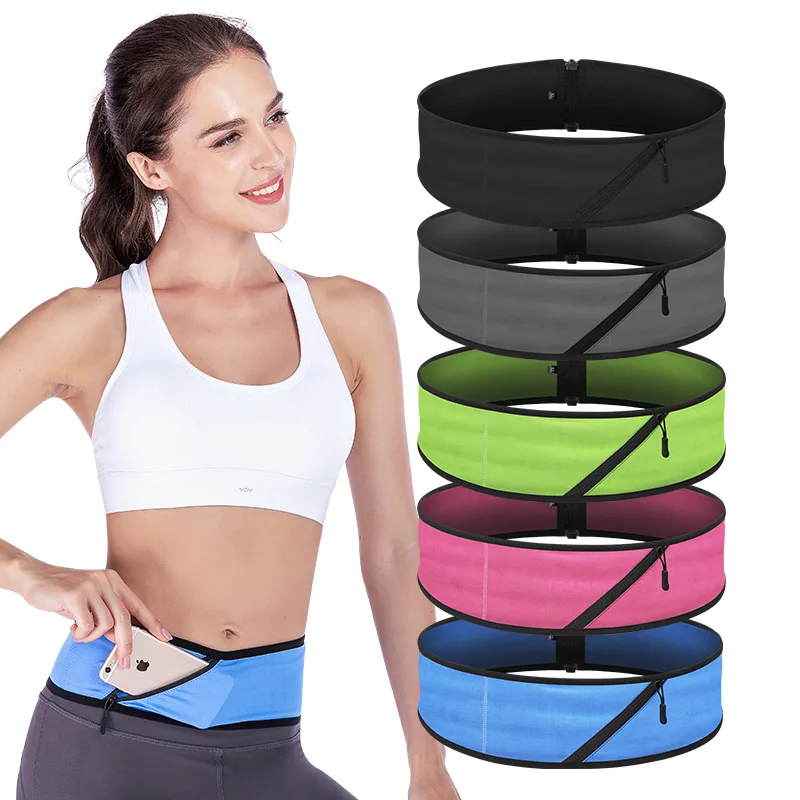 QUESHARK Multi-Use Invisible Elastic Waistband Sport Bag Zipper Pocket Running Gym Yoga Waist Belt Fanny Pack Phone Wallet