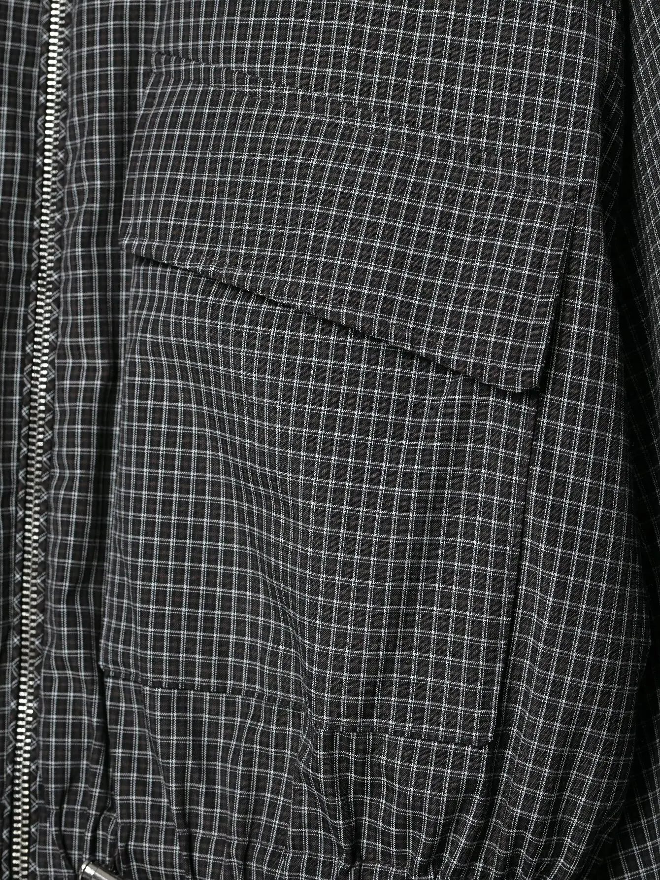 TFMLN Karierte Stehkragenjacke für Damen, kurze Baumwolljacke mit Kordelzug in der Taille, Taschen, locker geschnittene Langarm-Oberbekleidung, neu. – Detail 9