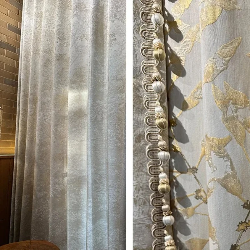 

Окна от пола до потолка Готовые изделия Рельефные жаккардовые утолщенные плотные шторы для спальни Гостиная