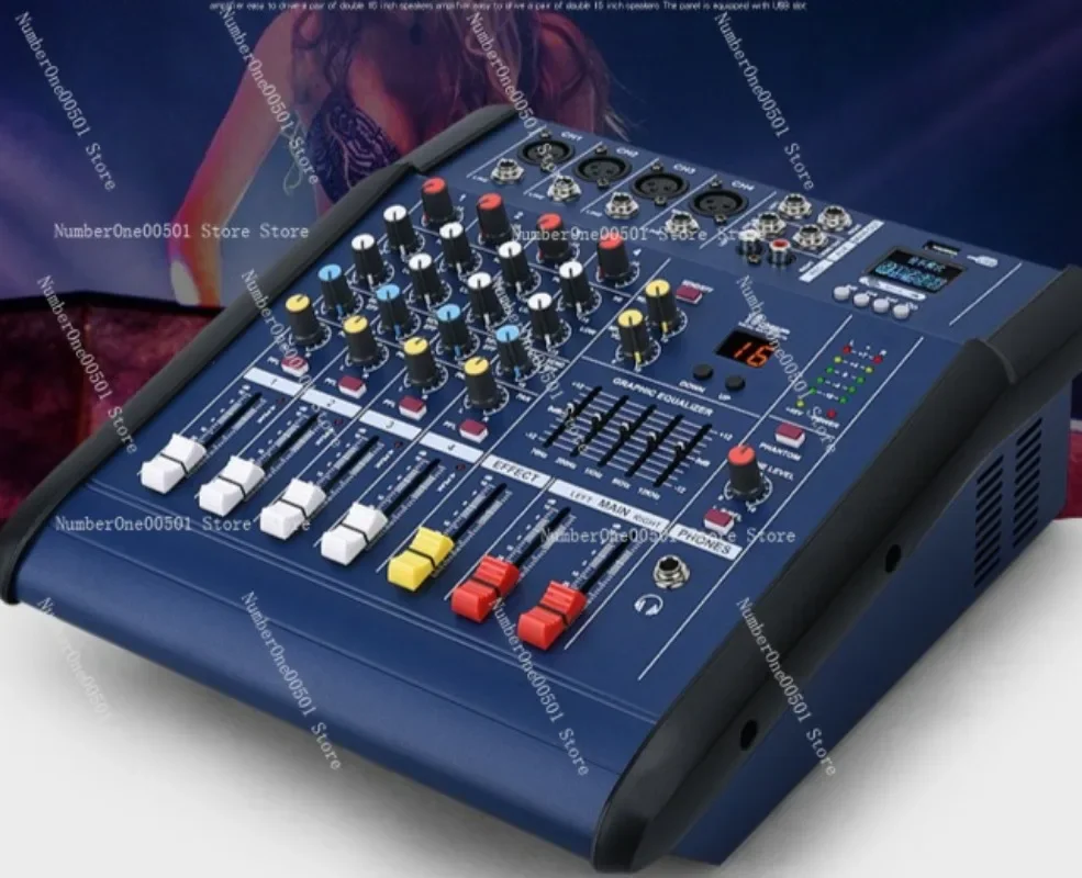 402D 4 Channel Bluetooth Amplifier Mixer All in One for Stage Outdoor High Power with Mic