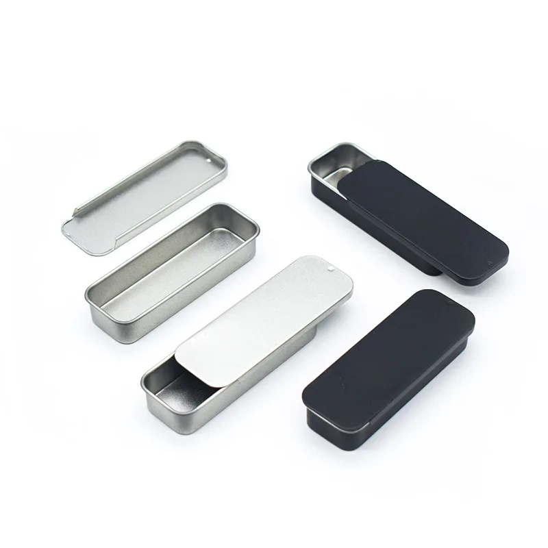 1PC Small Rectangular Dental Floss Iron Box Push Pull Storage Box Portable Jewelry Cases Ointment Tin Boxes Cosmetic Organizer