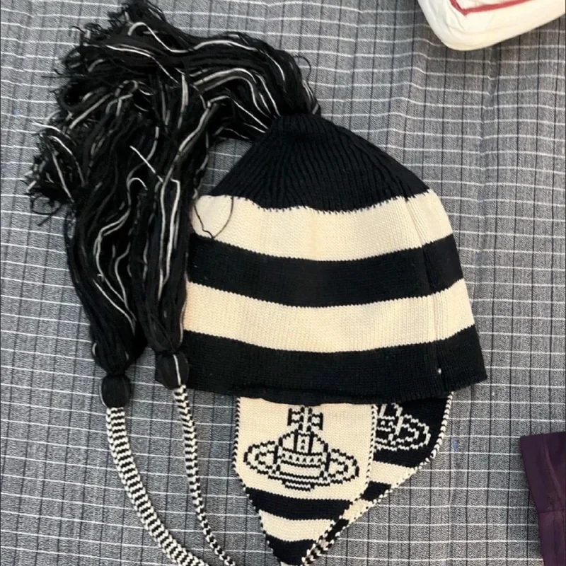 Anime Nana Shinichi Okazaki Winter Knitted Hat Warm Cosplay Cap Stripe Pattern for Outfit Matching Holiday Gift