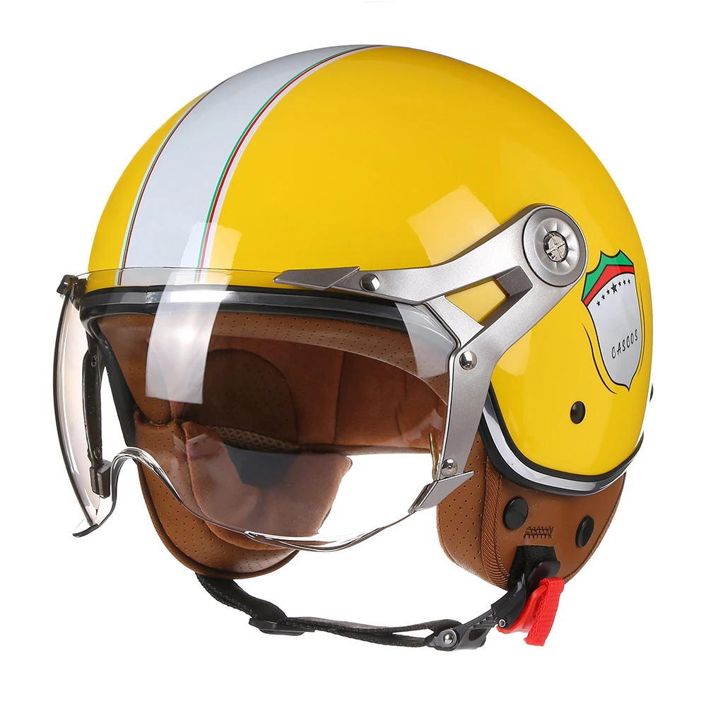 

Latest DOT Approved Retro Motorcycle Helmet Open Face 3/4 Chopper Helmet with Lens Motocross Racing Casco Motorbike Helmets