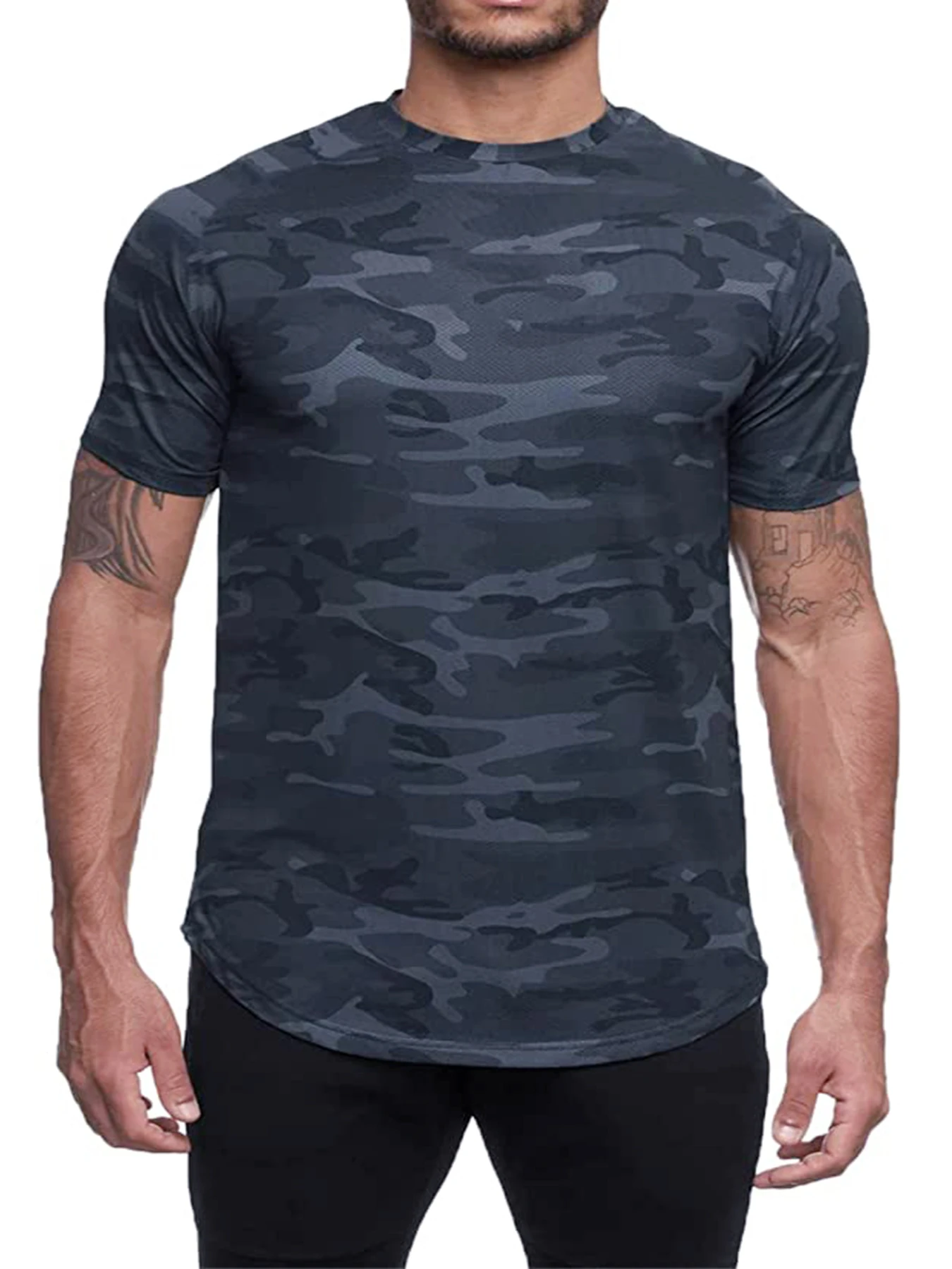 Summer sports quick-drying short-sleeved T-shirt Men\'s running outdoor training half-sleeved breathable gym fitness clothing