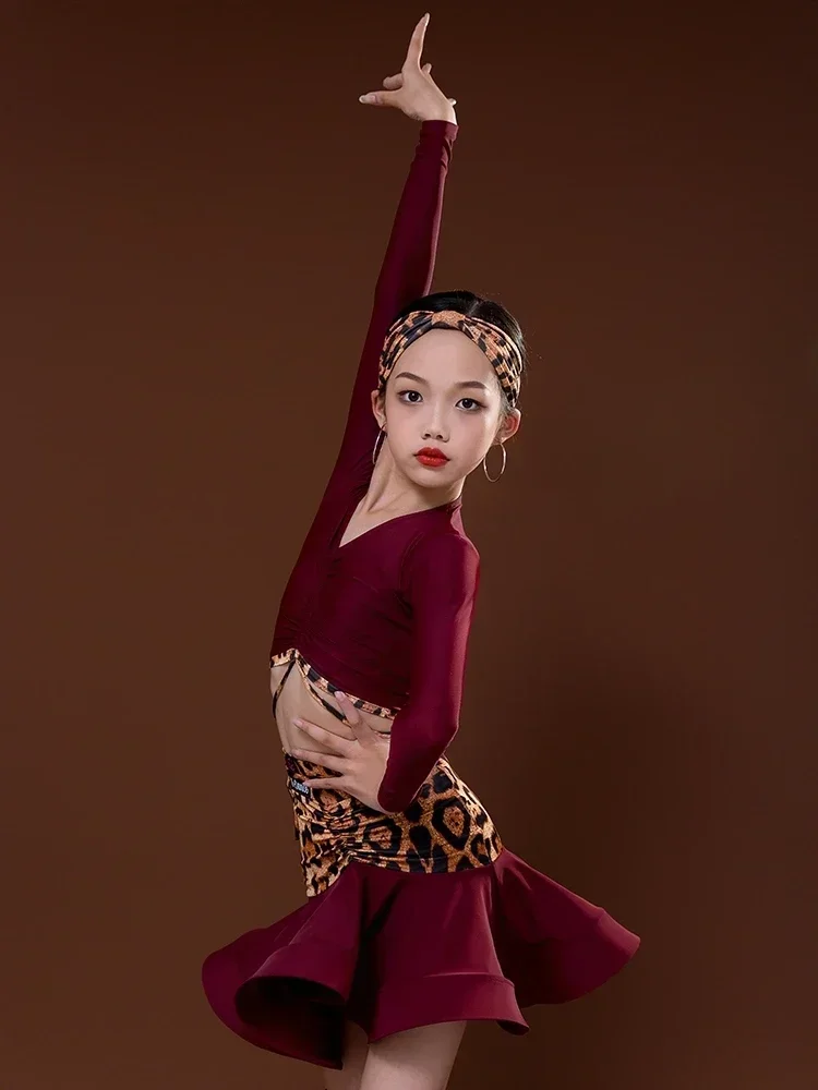 Vestito da ballo per bambini rumba samba vestito da spettacolo palcoscenico abbigliamento da ballo latino per ragazze latino Cha Tango vestito da ballo da sala