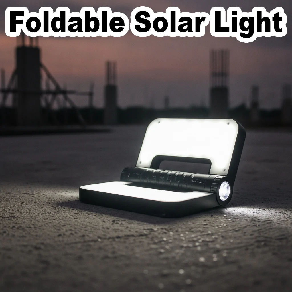 Solar Rechargeable Work Light USB Portable Foldable Under Hood Flashlight Car Repair Garage Flood Lamp Outdoor Lantern Home Deco