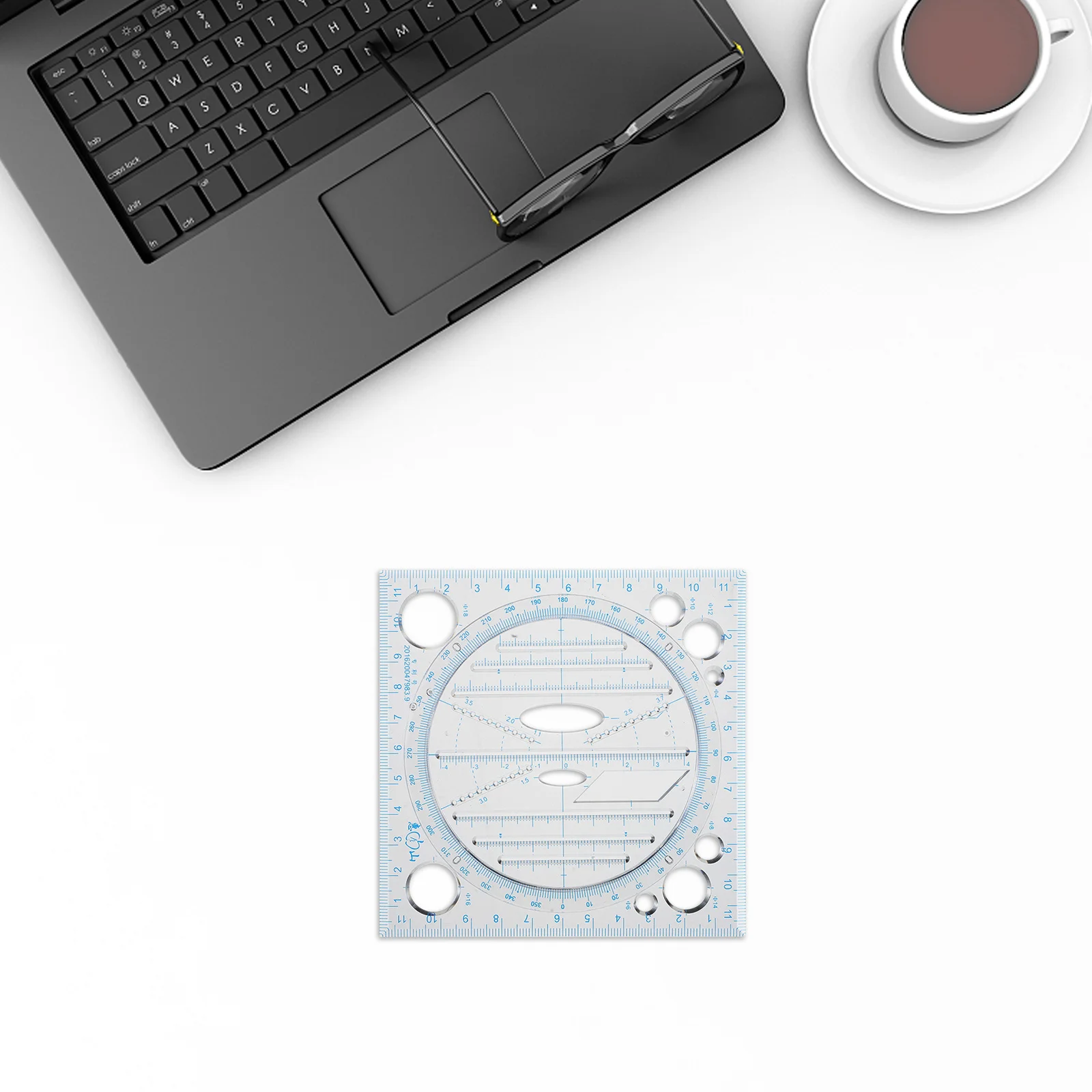 Modelo de régua de desenho, estêncil geométrico de plástico para engenharia escolar, desenho multifuncional, ferramenta de medição de círculo, estudante