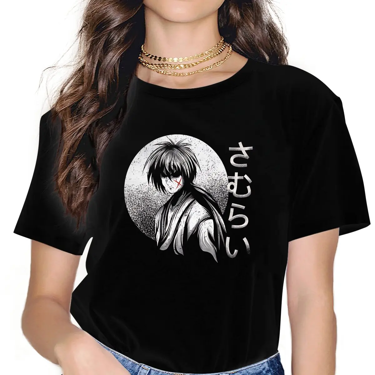 Women The Red Hair Samurai T Shirts Rurouni Kenshin Manga Clothes Cool Short Sleeve Round Collar Tee Shirt Original T-Shirts