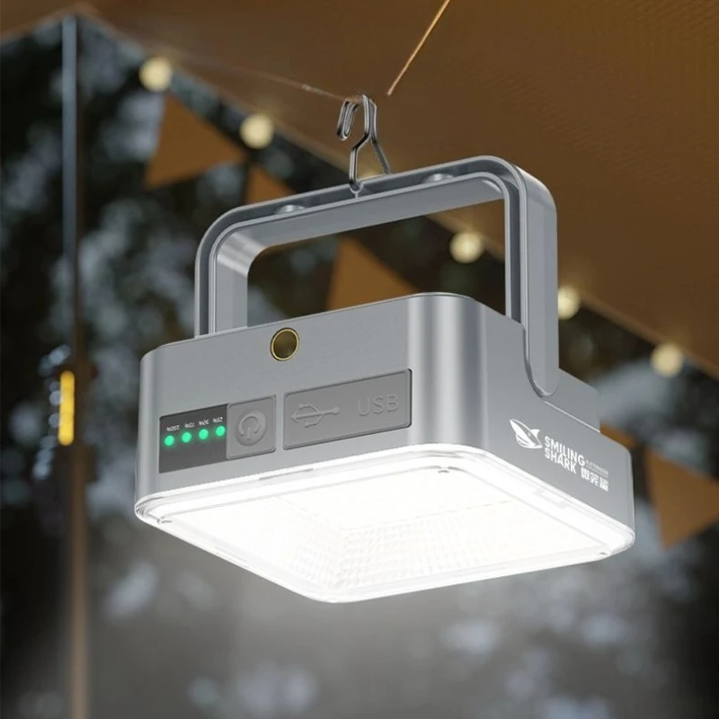 Smiling Shark LED Floodlight Solar Charging Strong Light Magnetic Hook Outdoor Camping Night Fishing Emergency Lighting