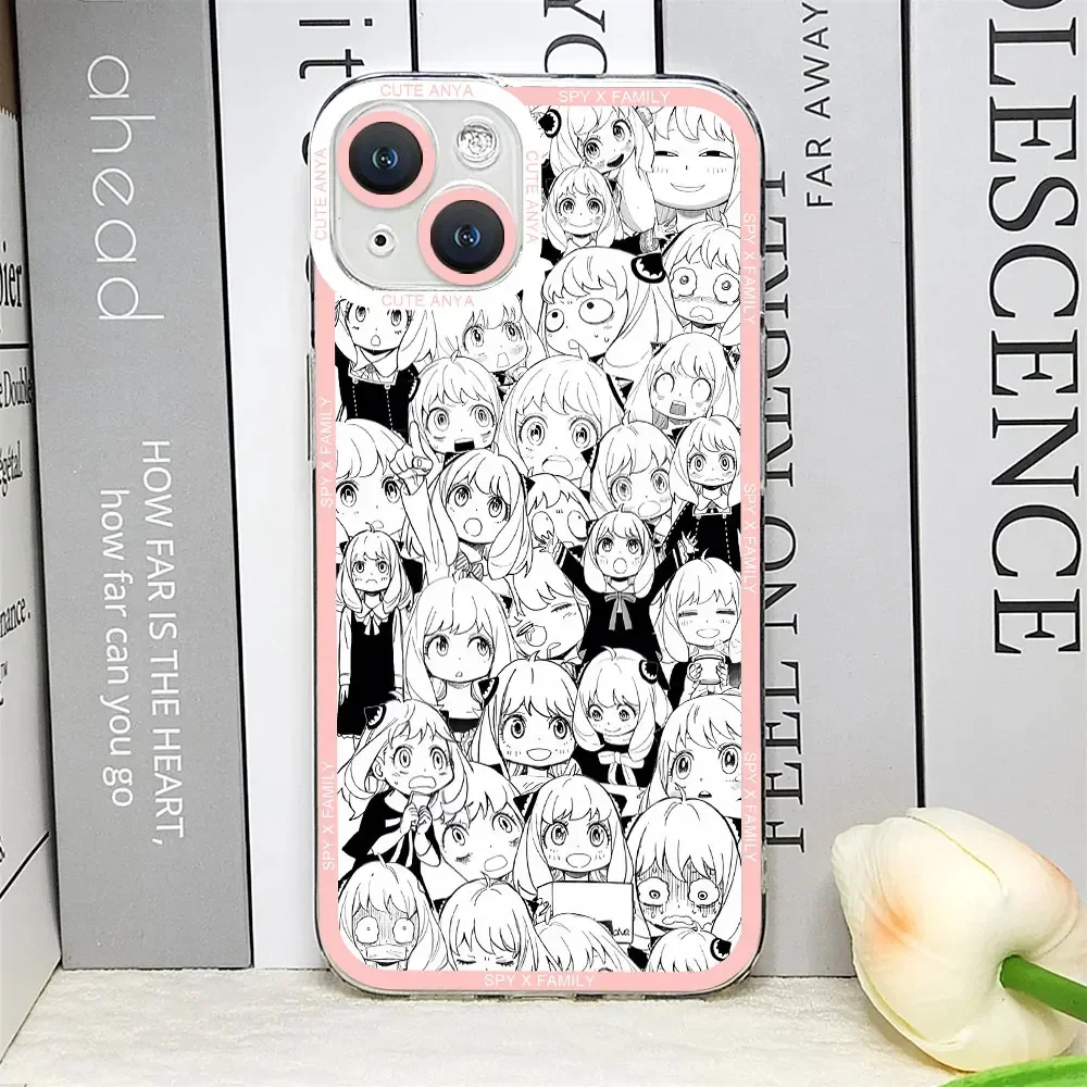 Kawaii Anime SPY×FAMILY Anya Forger Phone Case for IPhone 14 16 15 11 12 13 Pro Max Mini XS SE2 8 7 Plus Transparent Soft Fundas