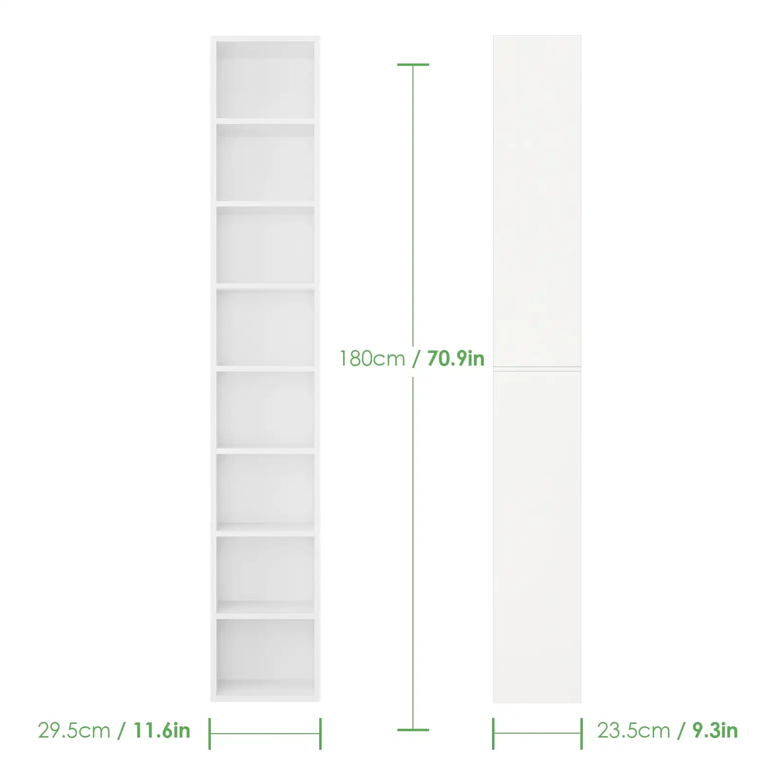 8-Tier Media Tower, CD DVD Media Storage Unit with 4 Adjustable Shelves for Living Room Bedroom, White