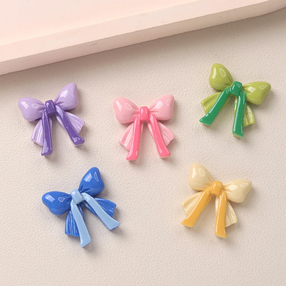 10 pezzi di cabochon in resina con retro piatto in miniatura con fiocco a nastro lungo lucido per forcina scrapbooking decorazioni per la casa fai da te accessori artigianali