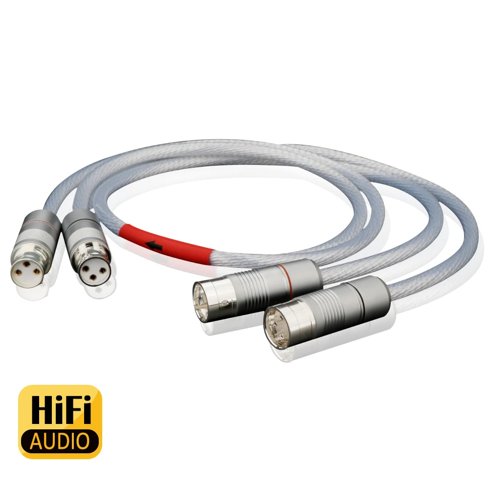 1 Pair Hi-End 7N OCC Silver-plating Xlr Balanced Audio Cable 3 Pin 2 XLR Male To Female Audio Cable for Microphone Amplifier