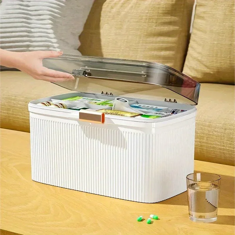 Medicine Storage Box with Handle Portable Leakproof Pill Organizer Large Capacity Medicine Storage Box First Aid Kit Storage Box