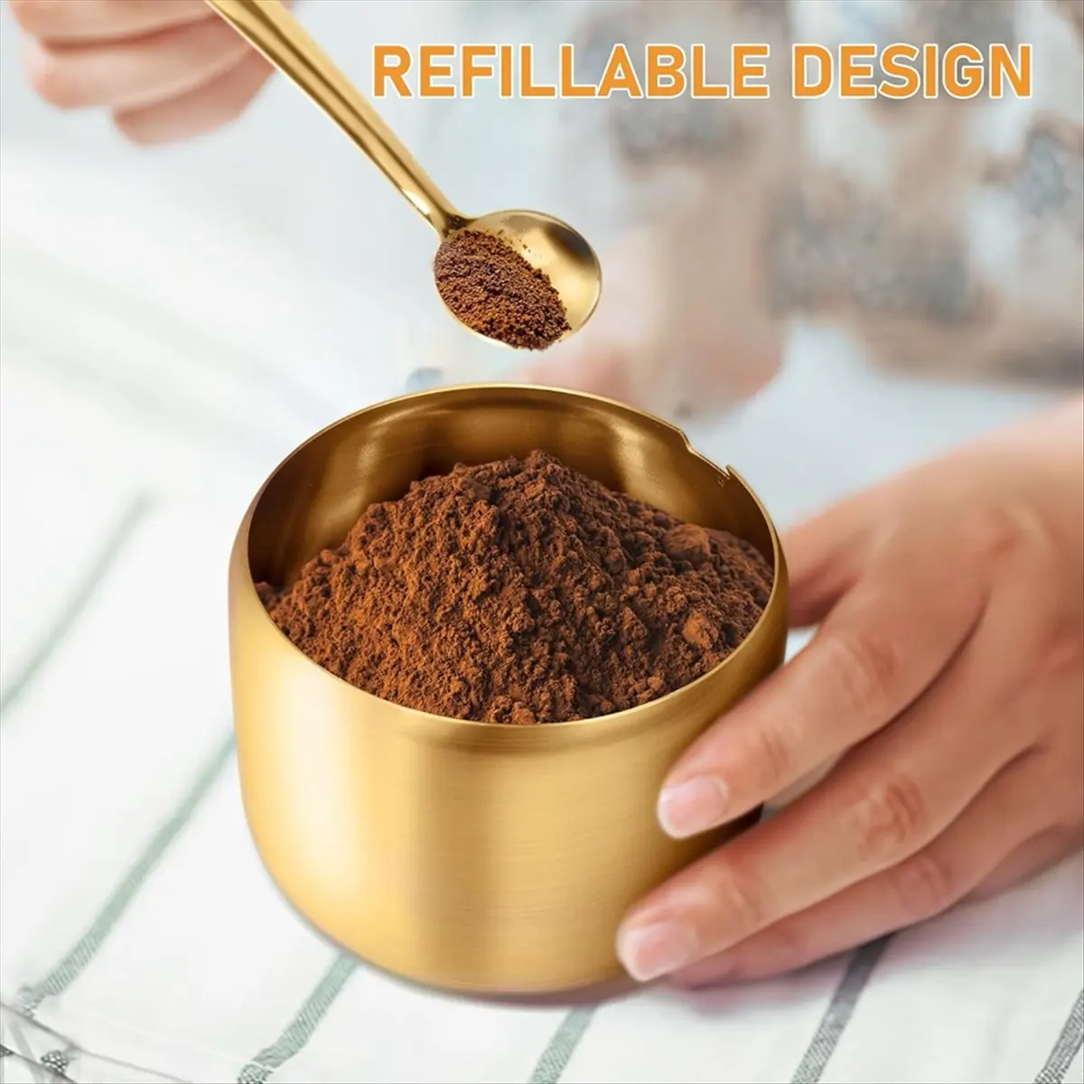 ABZF 2026 Sugar Container with Lid and Spoon for Coffee Bar Station Accessories Kitchen Storage for Salt, Candy, Coffee Bean
