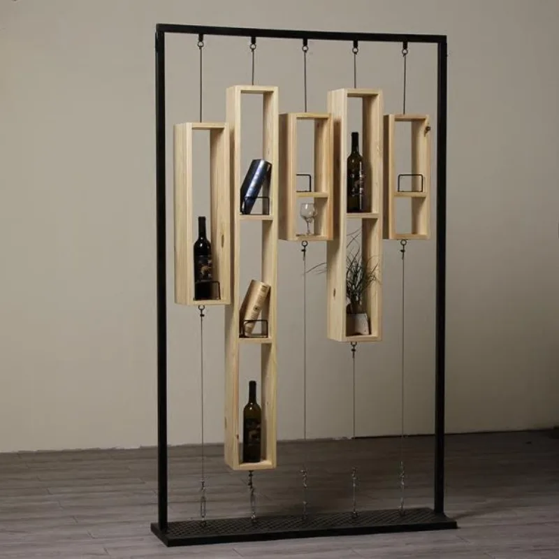 Designer creative log suspension bookshelf, partition old ornaments display
