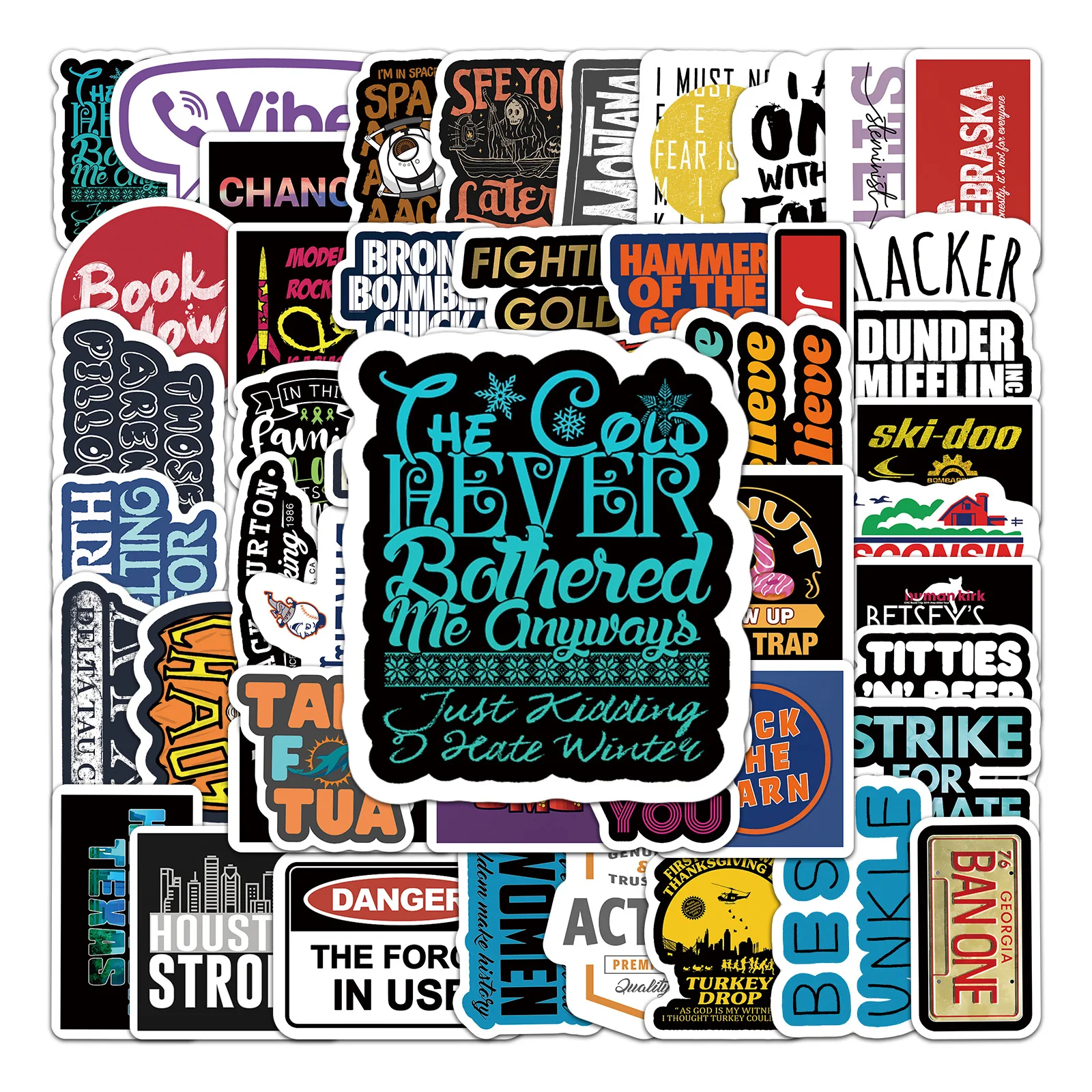 

10/54PCS English letter sticker creativity Decoration suitcase notebook computer car cartoon doodle waterproof sticker Kids Toy