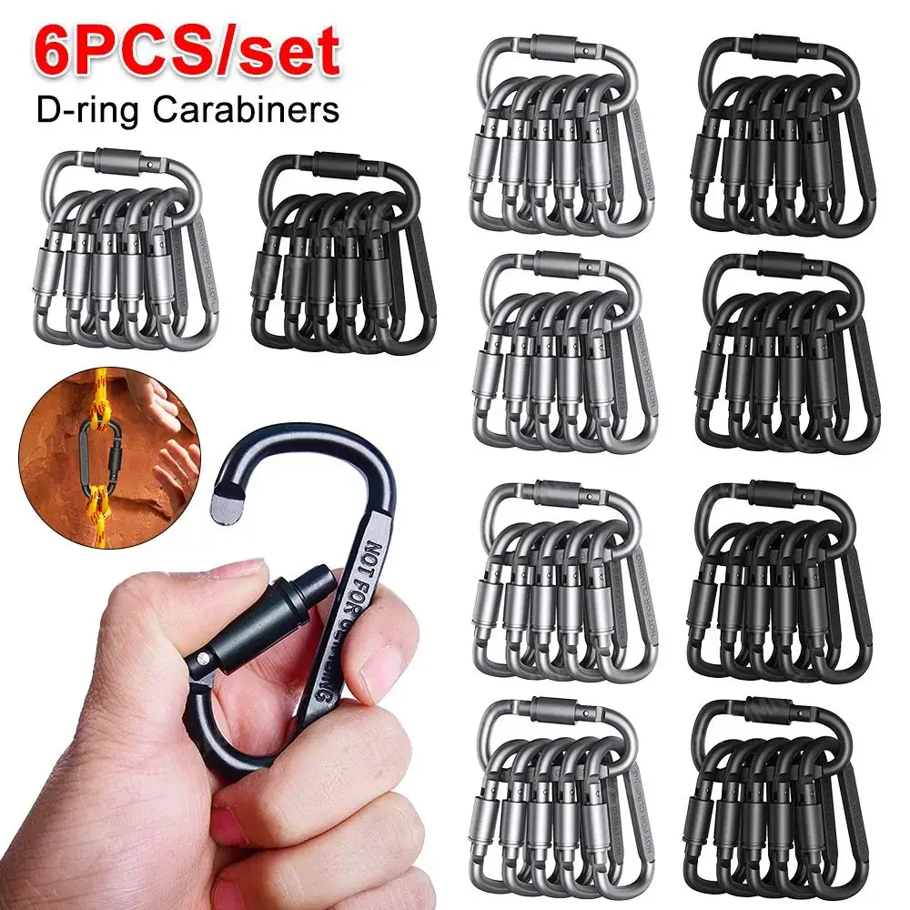 6pcs Mini Carabiner Clips Alluminum Alloy D-ring Buckle Spring Snap Clip Hooks Keychain Carabiner for Keys Climbing Tools