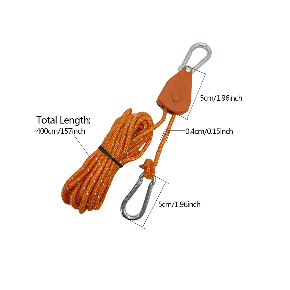 8Pcs 4m Camping Rope Tent Adjustable Rope Fastener Fixed Buckle Pulley Tensioner Ratchet Hangers Lights Camping Awning Wind Rope gallery 5