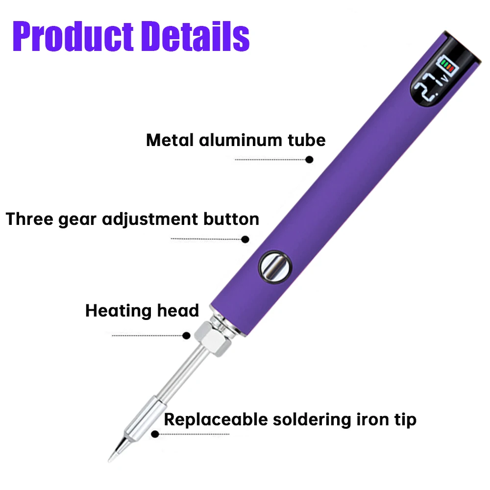 510 Thread Mini Soldering Iron Kit 3 Gear Adjustable Voltage 650mAh Battery Cart Pen Smart Power Pen Welding Tool Kit Pen