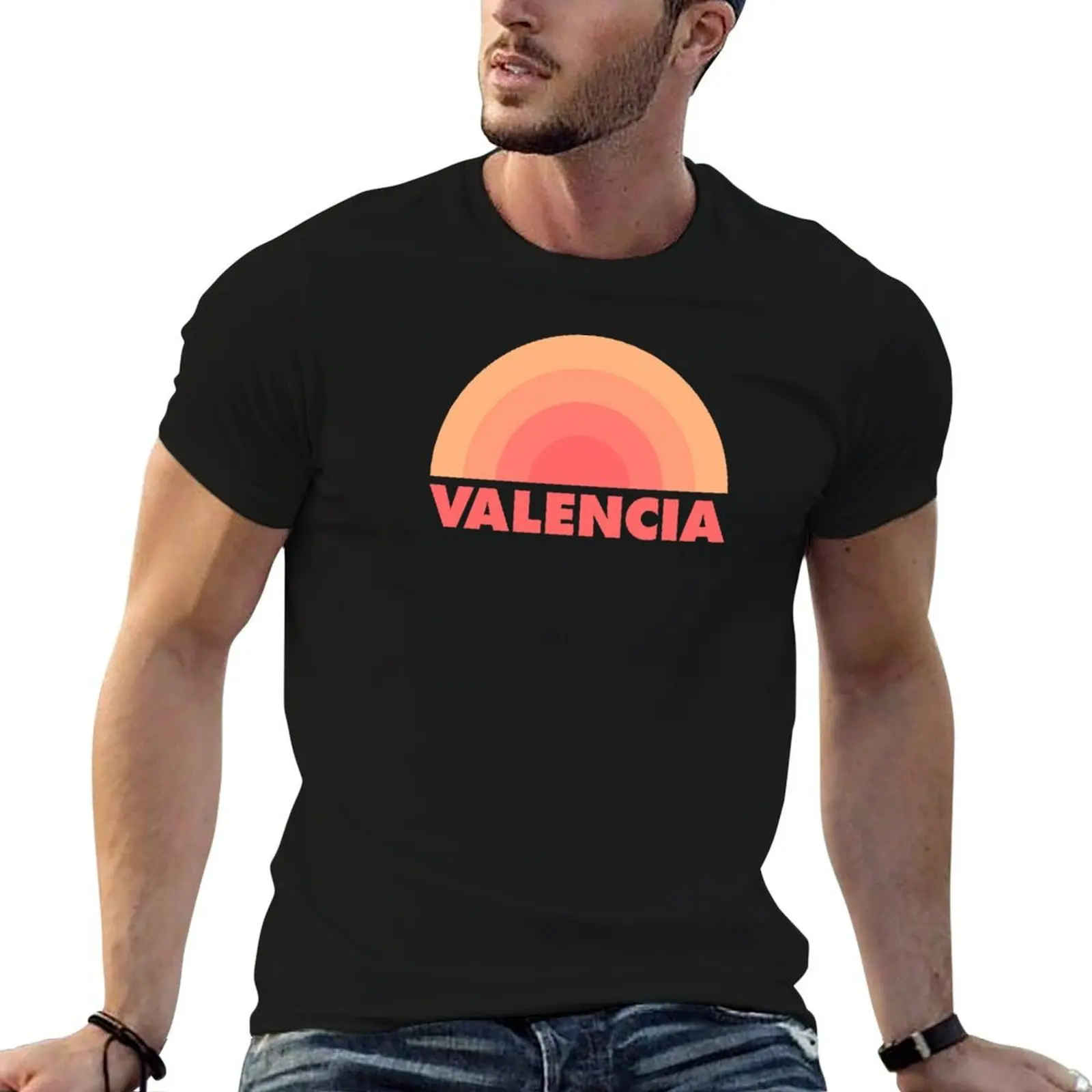Camiseta Valencia Retro naranja, camiseta esencial para hombre, camiseta 100% de algodón, camisetas de anime de marca de lujo para hombre