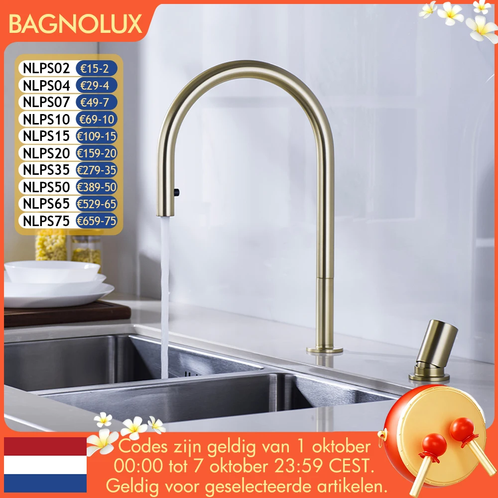 เครื่องผสมสเปรย์แบบแยกช่องสองรูที่มองไม่เห็นก๊อกน้ำสำหรับห้องครัวแปรงสีทองทองเหลืองแข็งแยกก๊อกสำหรับซิงค์น้ำร้อนและเย็น