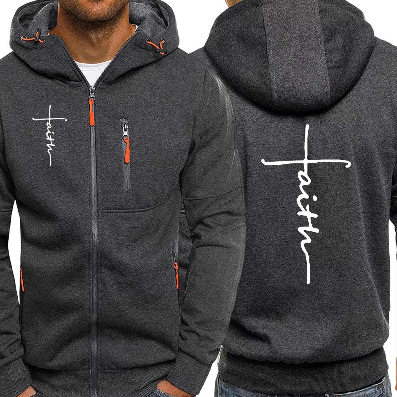 라인 레터 심플 프린트 지퍼 후디 남성 패션 오버사이즈 후디 가을 빈티지 스트리트웨어 캐주얼 플리스 따뜻한 풀오버