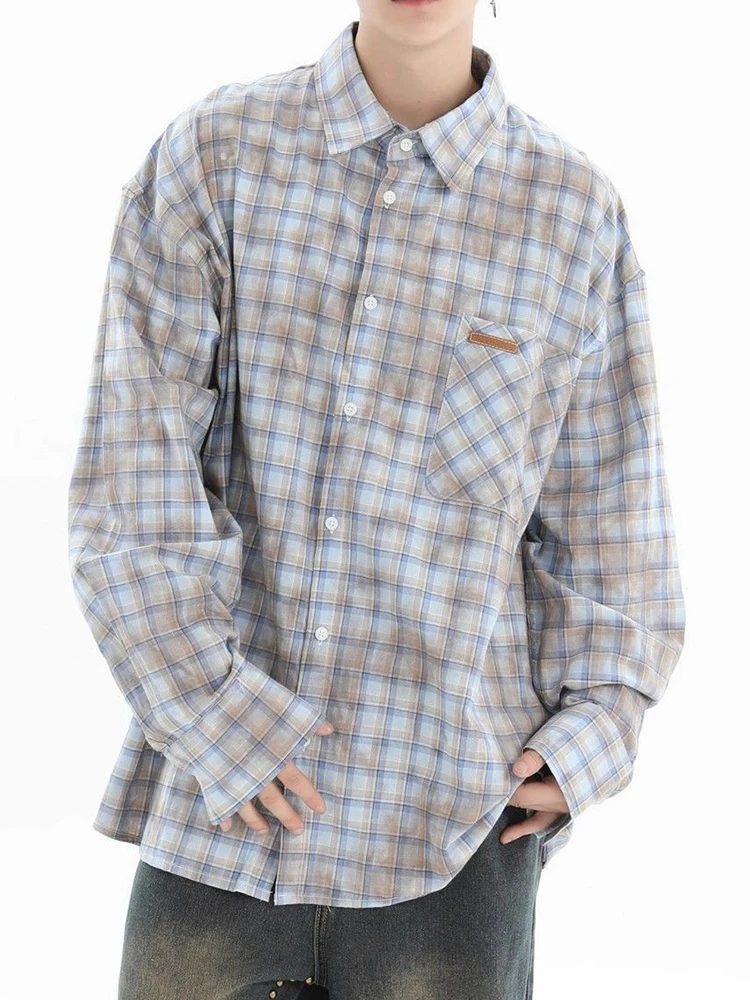 Jmprs Y2K Tie Dyeลายสก๊อตเสื้อผู้หญิงหลวมOversize Streetwearเสื้อแขนยาวVINTAGE Harajuku Hip Hop BfอเมริกันBfเสื้อ