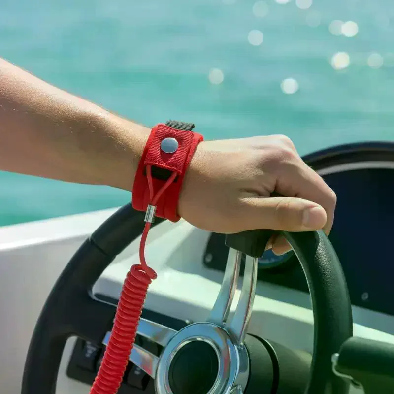Jet Ski Kill Switch Lanyard With Elastic Coiled Cord Adjustable Wrist Strap For Water Sports