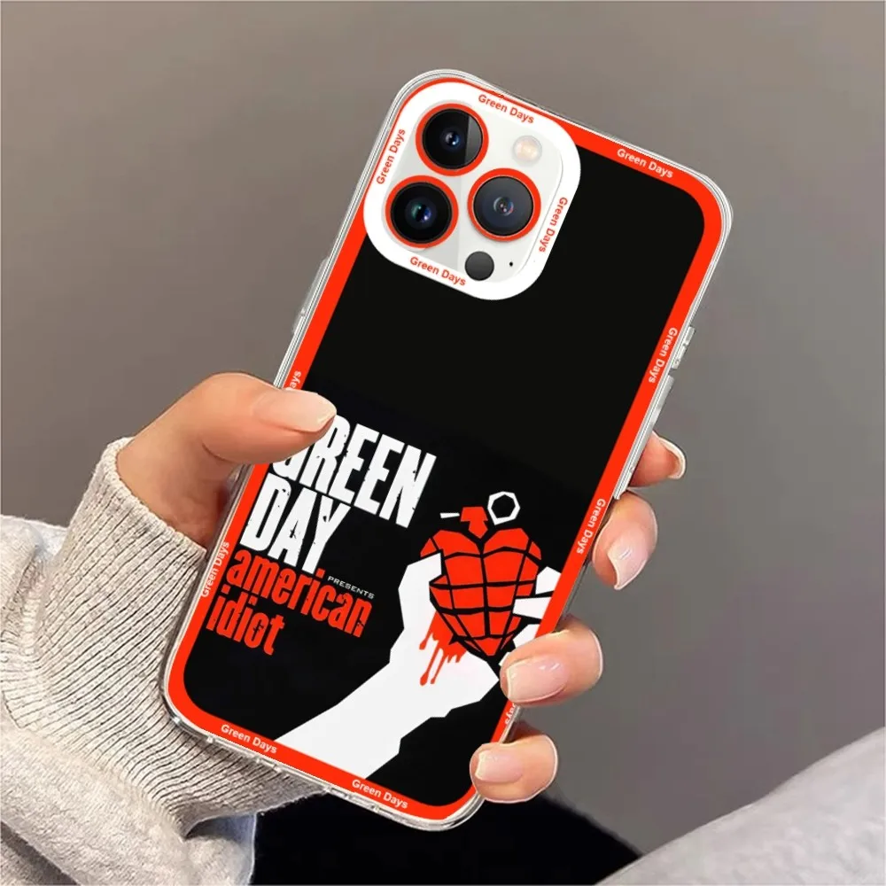 ROCK Green-Days Phone Case For iPhone 11 12 Mini 13 14 15 Pro Max Transparent Shell