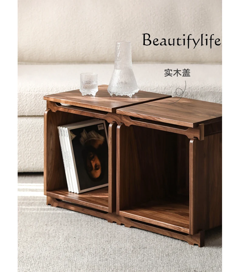 

Nordic Mid-Ancient Unit Combination Locker Japanese Style Solid Wood Plaid Bookcase