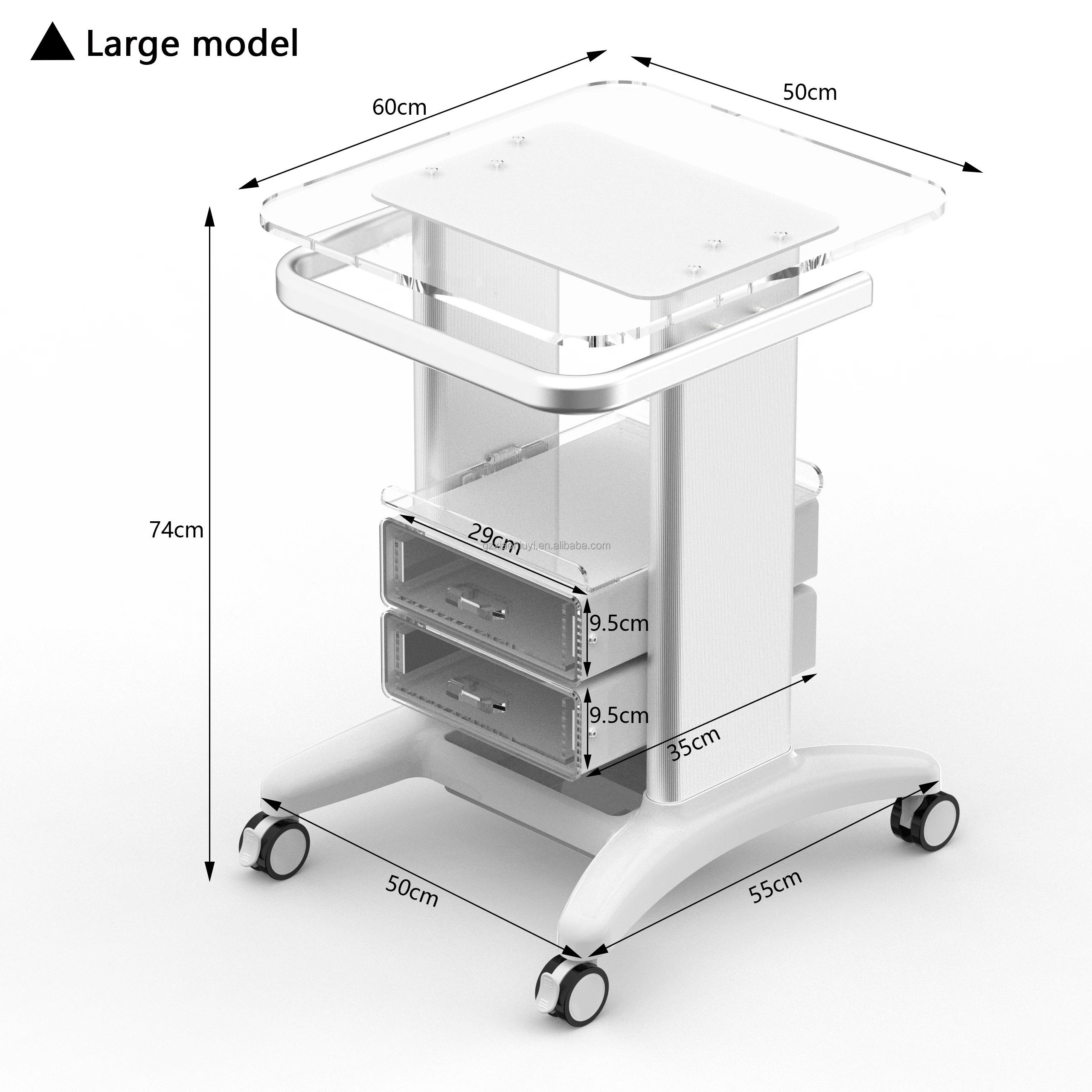 

Aluminium White SPA Trolley Stand for Cavitation Portable Beauty Trolly Facial Cart