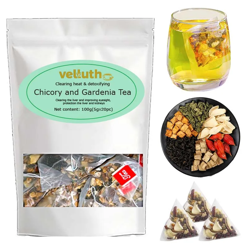 Chicory Gardenia tea, rich in antioxidants, soothes digestion problems, enhances immunity, sugar free, pure, 20 packs